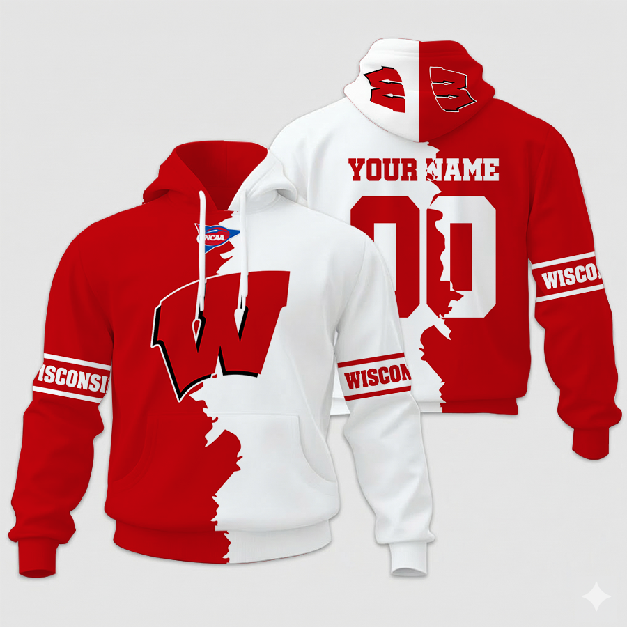 Customized NCAA Badgers Unisex Hoodie and Zip Hoodie for Fans and Alumni Apparel