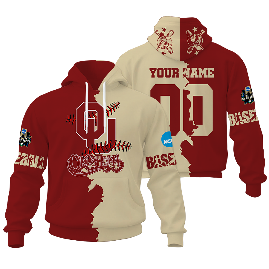 Customized NCAA CWS22 OU Sooners Unisex Hoodie and Zip Hoodie for Fans and Alumni