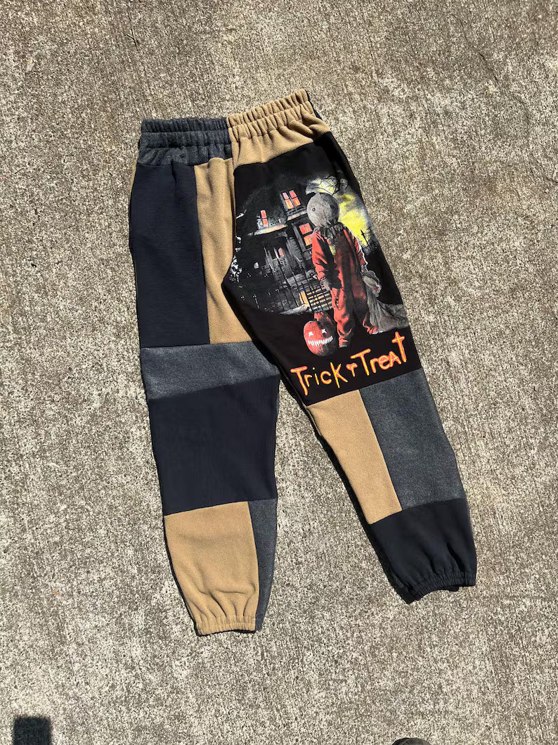 Horror Patchwork Sweatpants | Upcycled Halloween Sweats V4
