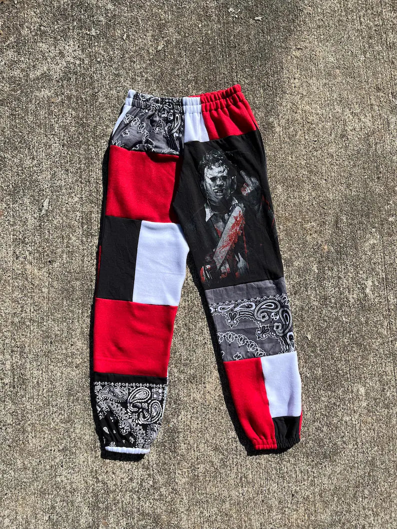 Horror Patchwork Sweatpants | Upcycled Halloween Sweats V5