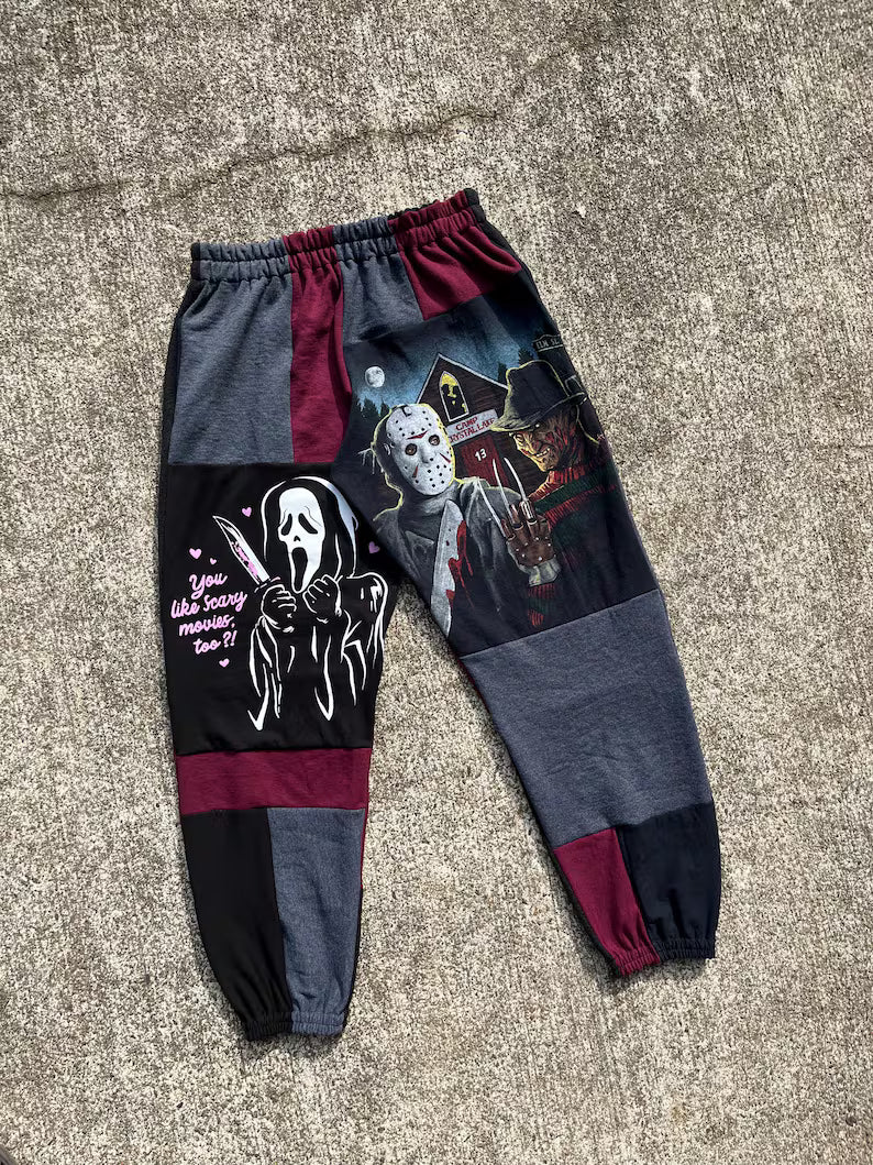 Horror Patchwork Sweatpants | Upcycled Halloween Sweats V6