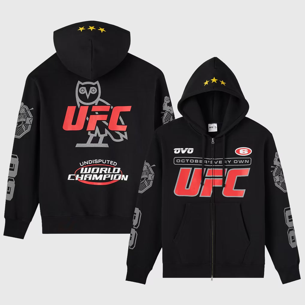 OVO x UFC Black Full-Zip Hoodie Men s