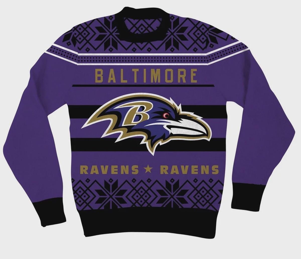 Adult NFL Baltimore Ravens Logo Ugly Christmas Sweater Perfect for Cosplay