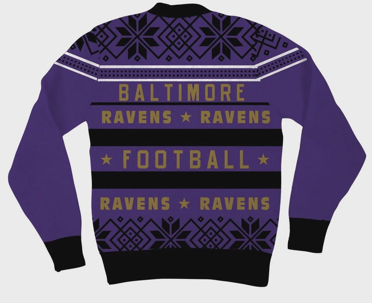 Adult NFL Baltimore Ravens Logo Ugly Christmas Sweater Perfect for Cosplay