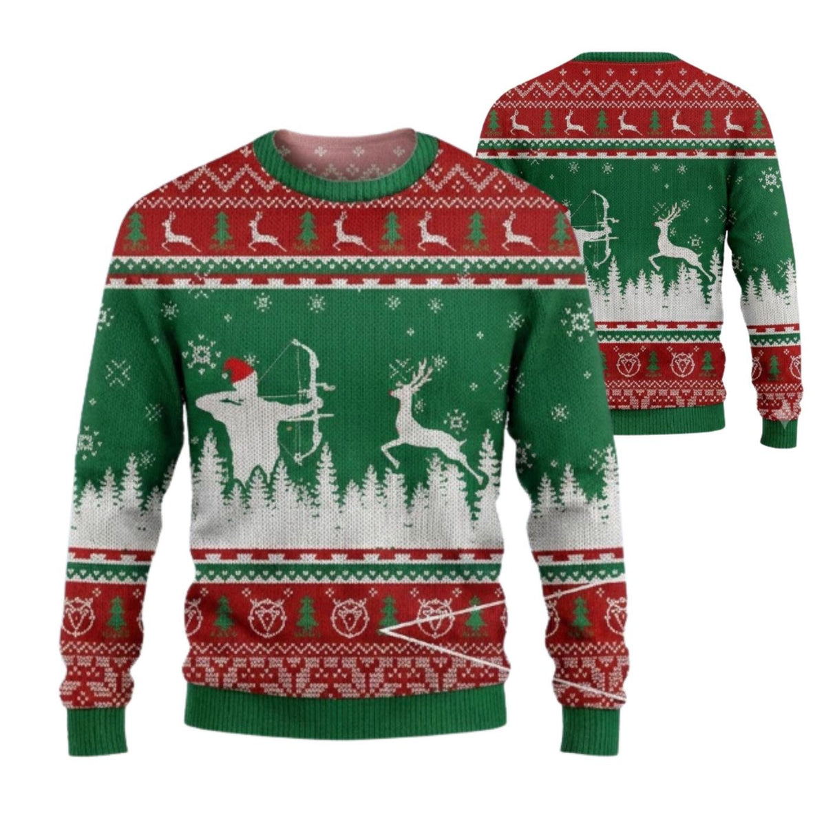 Archery Ugly Christmas Sweater, Bow Hunter Reindeer Knit, Unisex Holiday Party Gift
