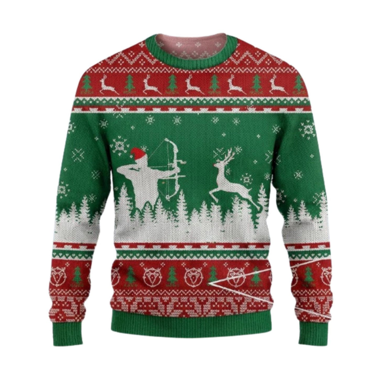 Archery Ugly Christmas Sweater, Bow Hunter Reindeer Knit, Unisex Holiday Party Gift