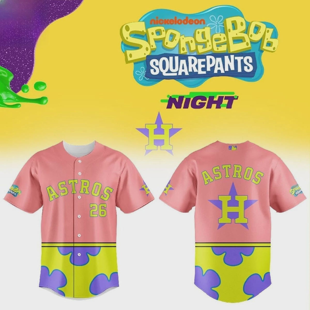 Astros x Bob Night 2026 Patrick Star Baseball Jersey