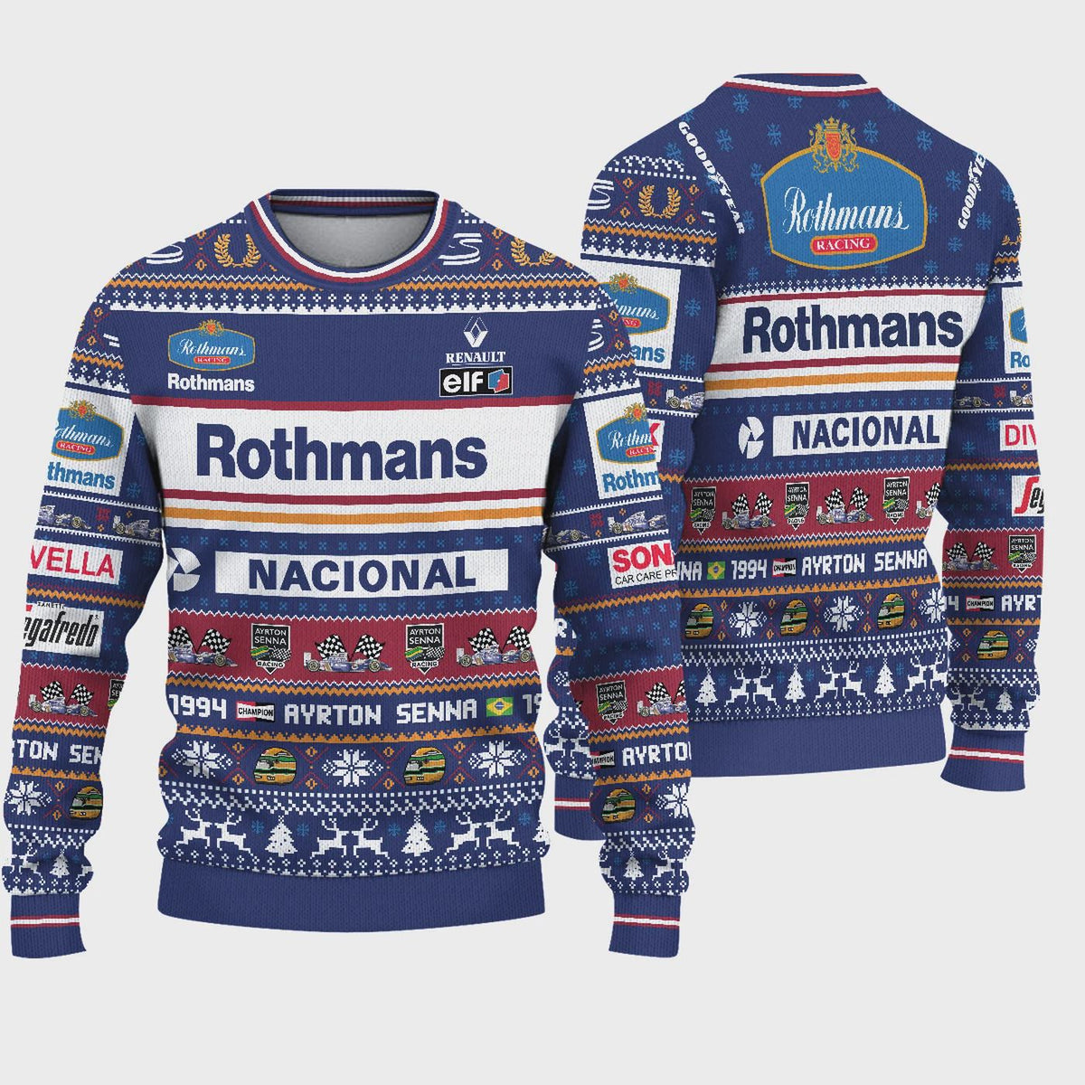 Ayrton.Senna F1 Team Racing Ugly Xmas Sweater S-5XL