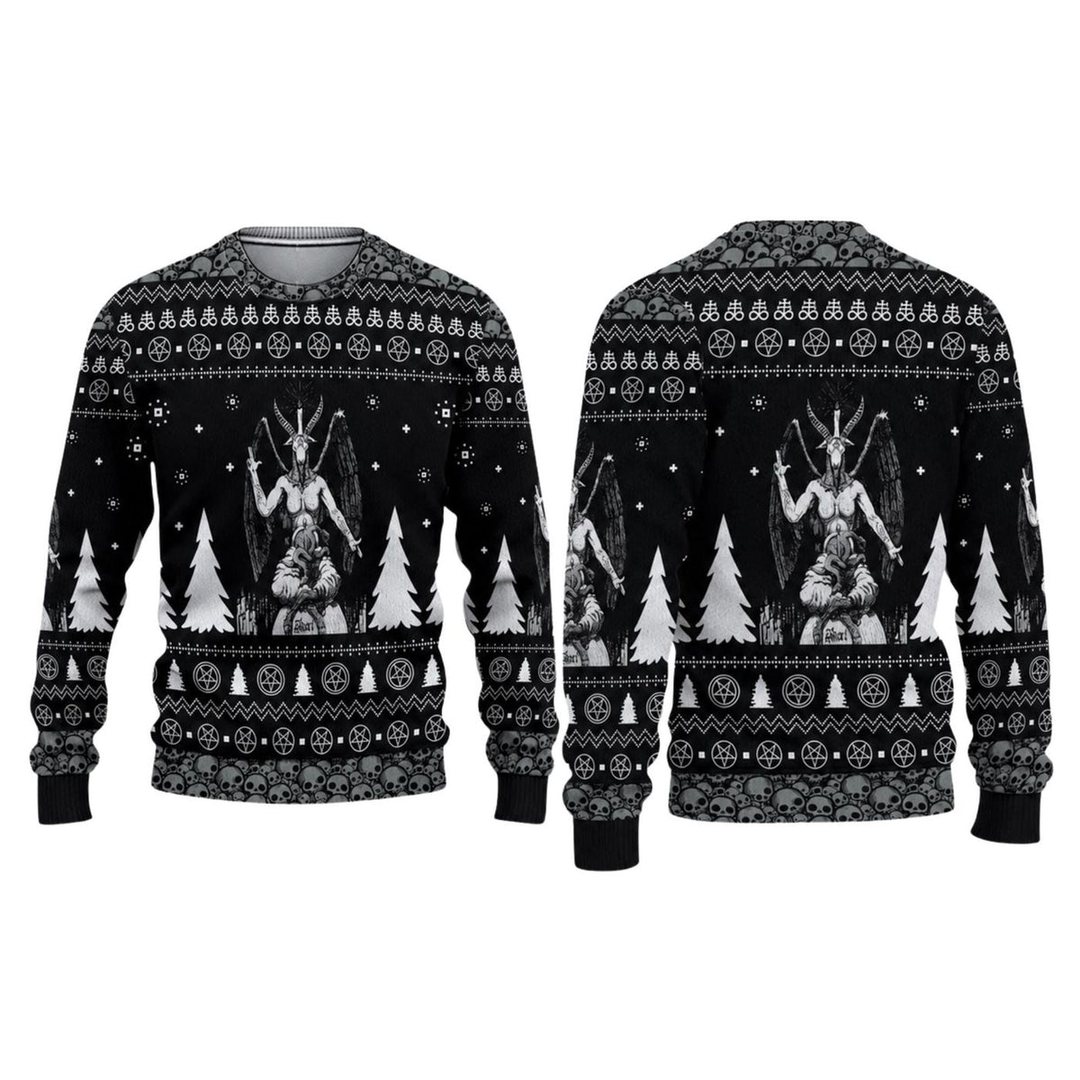 Baphomet Gothic Christmas Knitted Sweater, Satanic Ugly Xmas Gift for Men and Women