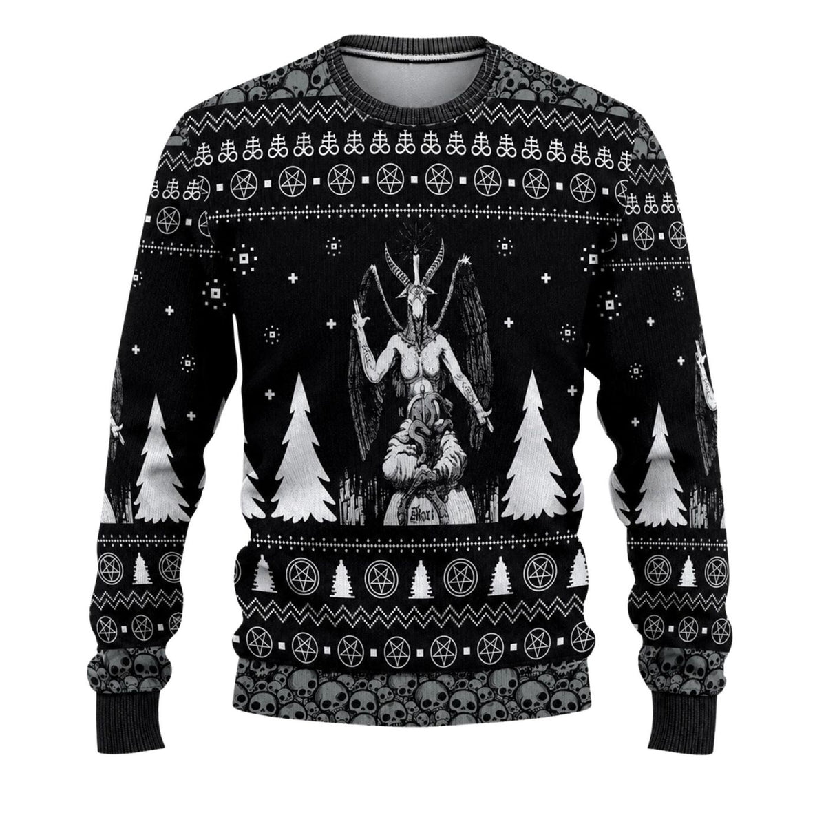 Baphomet Gothic Christmas Knitted Sweater, Satanic Ugly Xmas Gift for Men and Women