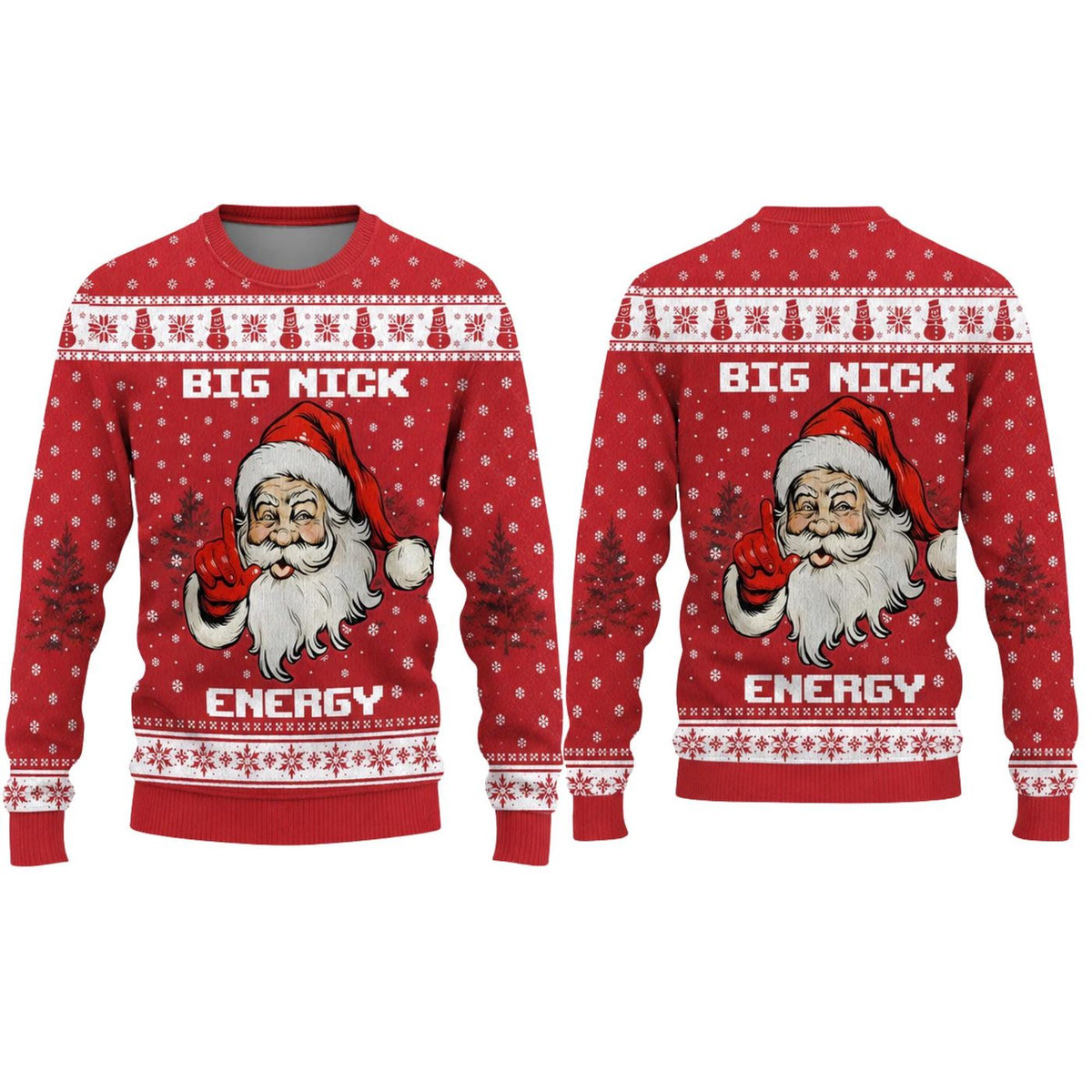 Big Nick Energy Santa Knitted Sweater, Funny Christmas Pullover for Men and Women