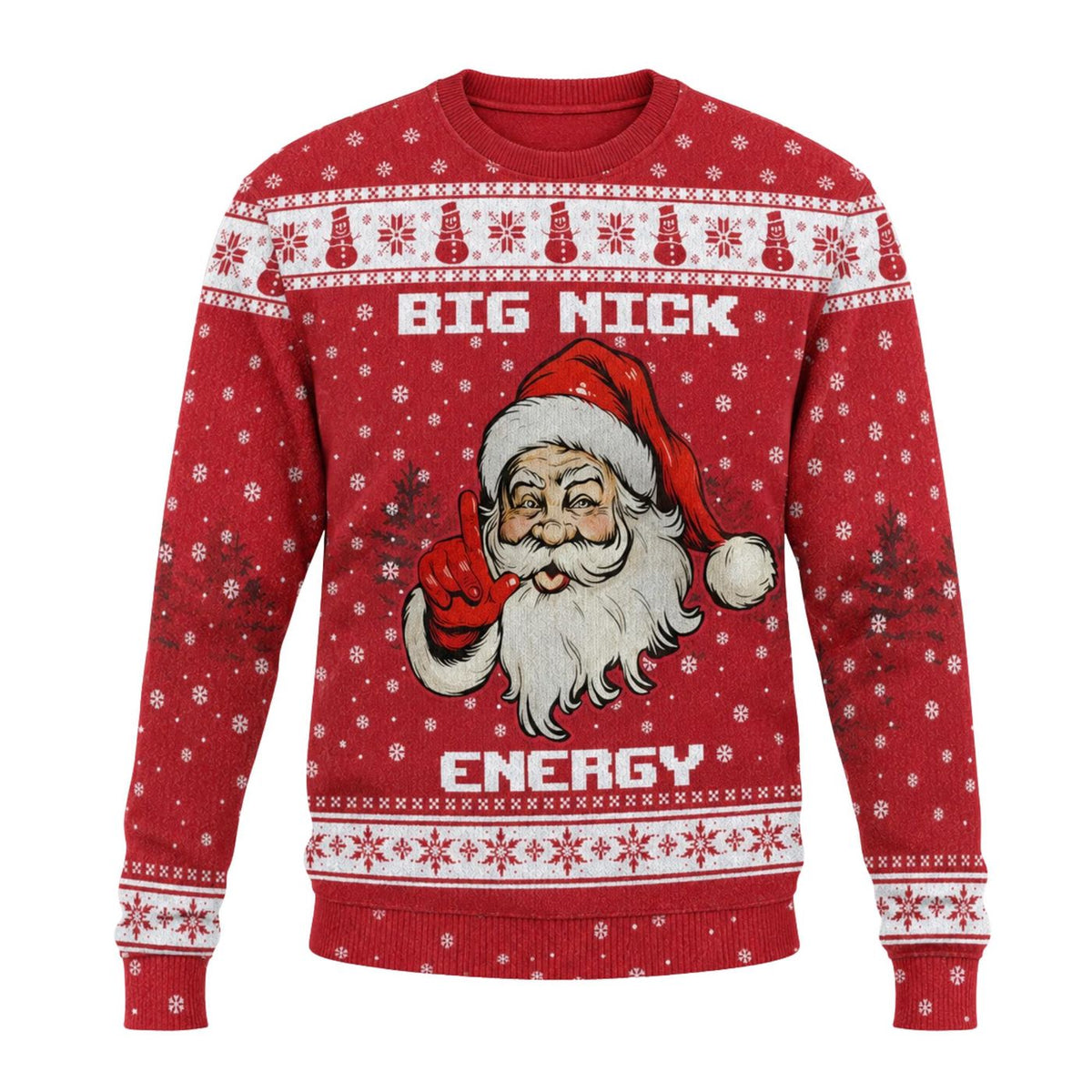 Big Nick Energy Santa Knitted Sweater, Funny Christmas Pullover for Men and Women