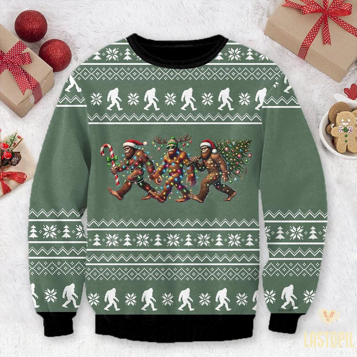 Bigfoot Christmas Ugly Sweater Camping Sweatshirt Sasquatch Believe Mothman Sweatshirt