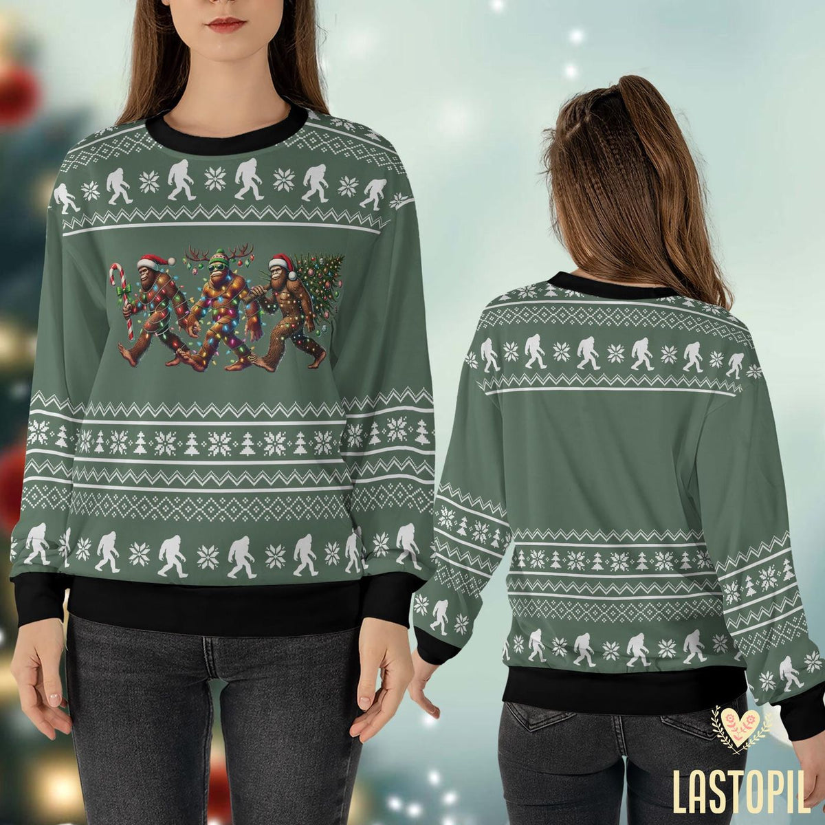 Bigfoot Christmas Ugly Sweater Camping Sweatshirt Sasquatch Believe Mothman Sweatshirt