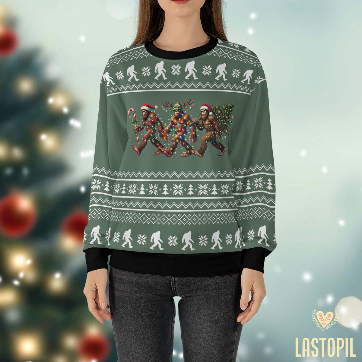 Bigfoot Christmas Ugly Sweater Camping Sweatshirt Sasquatch Believe Mothman Sweatshirt