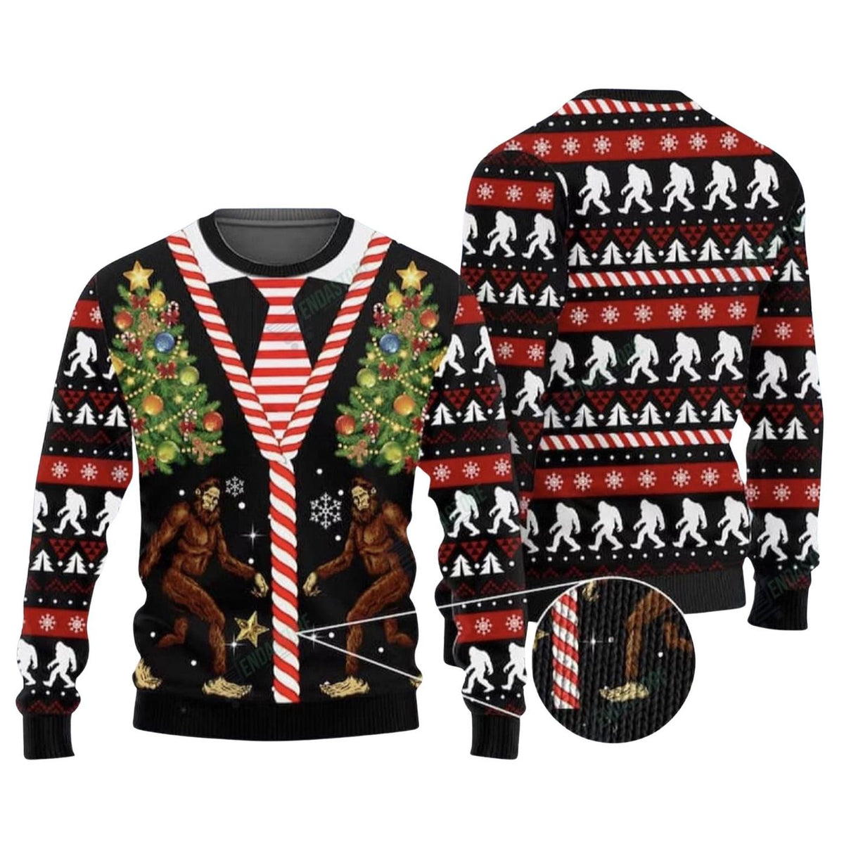 Bigfoot Ugly Christmas Knitted Sweater, Funny Sasquatch Pattern, Unisex Winter Wear