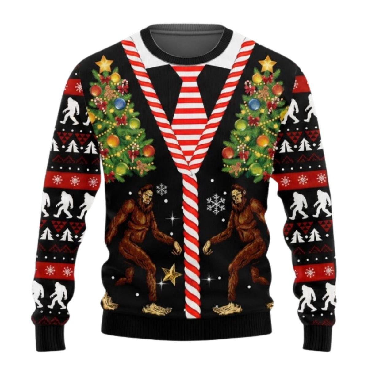 Bigfoot Ugly Christmas Knitted Sweater, Funny Sasquatch Pattern, Unisex Winter Wear