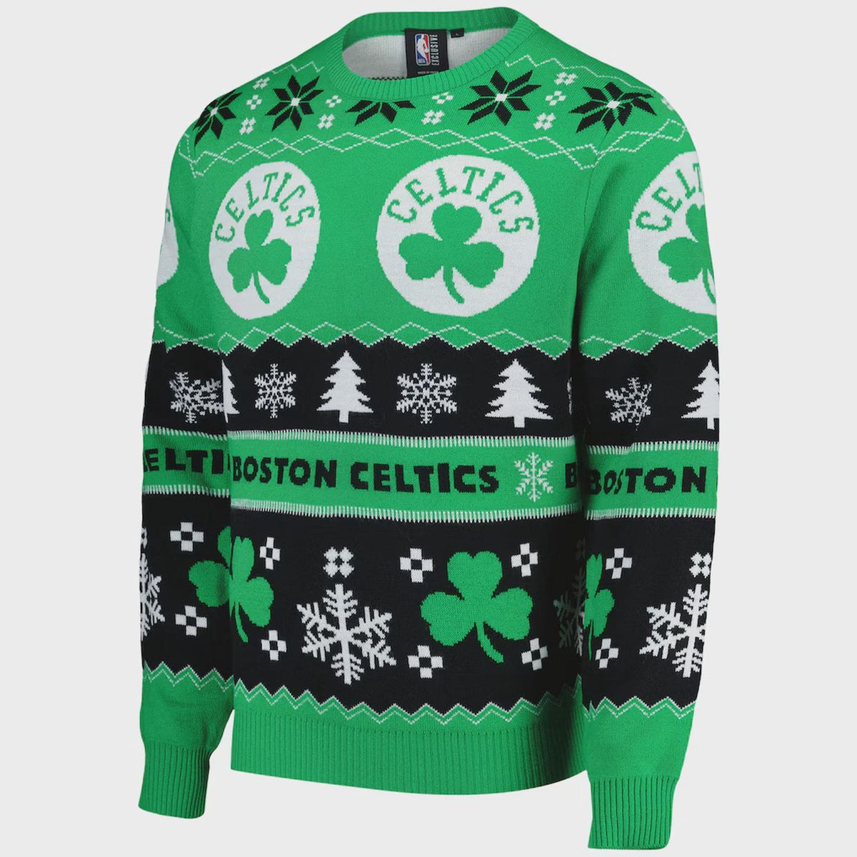 BOSTON CELTICS Christmas Jumper Mens SMALL Basketball NBA Festive Sweater XM3