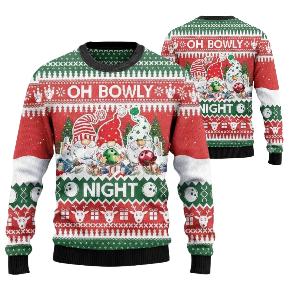 Bowling Christmas Sweater, Oh Bowly Night Ugly Holiday Pullover, Unisex Gift Top