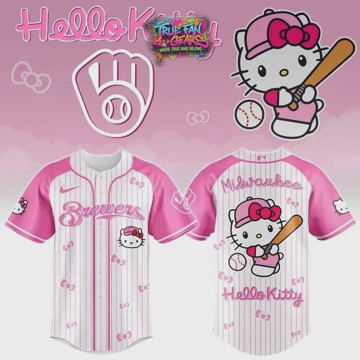 Brewers x Hello Kitty Night 2026 Limited Edition Baseball Jersey