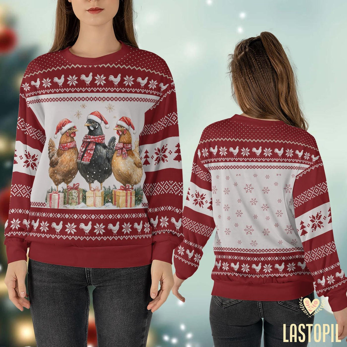 Chicken Christmas Coquette Ugly Sweater Family Matching Shirt Chicken Mom Gift