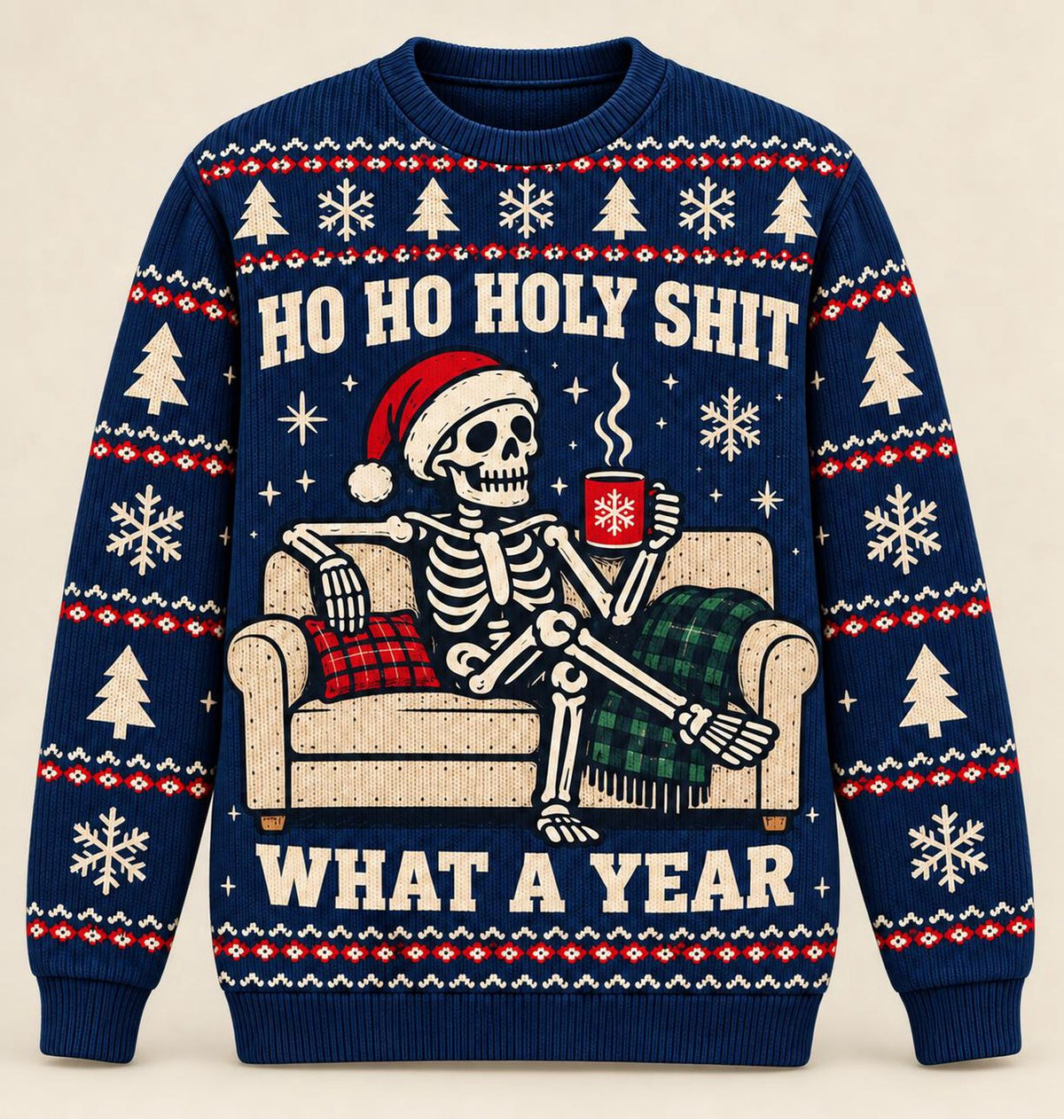 Christmas Skeleton Ugly Sweater, Funny Holiday Coffee Sweatshirt, Sarcastic Xmas Party Pullover