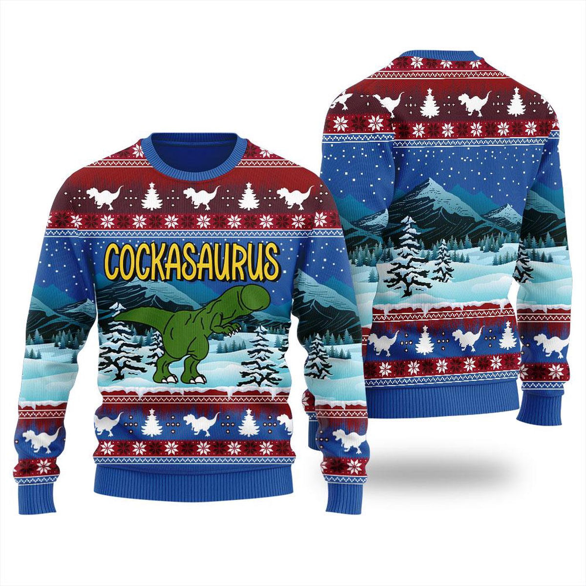 Cock Dinosaur Naughty Ugly Christmas Sweater Women Cockmas Holiday Sweatshirt