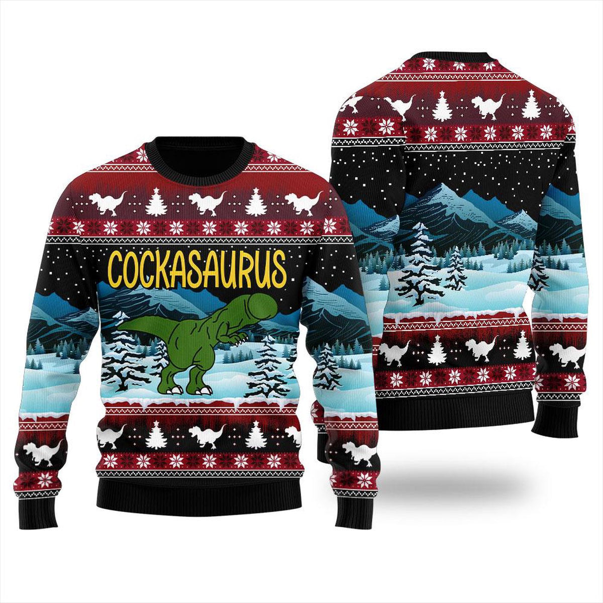 Cock Dinosaur Naughty Ugly Christmas Sweater Women Cockmas Holiday Sweatshirt