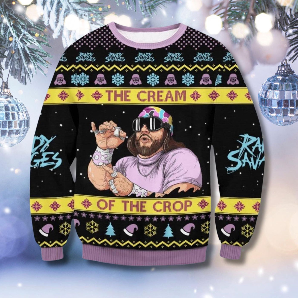 Wrestler Christmas Sweater Ugly Xmas Jumper Retro Parody Gift