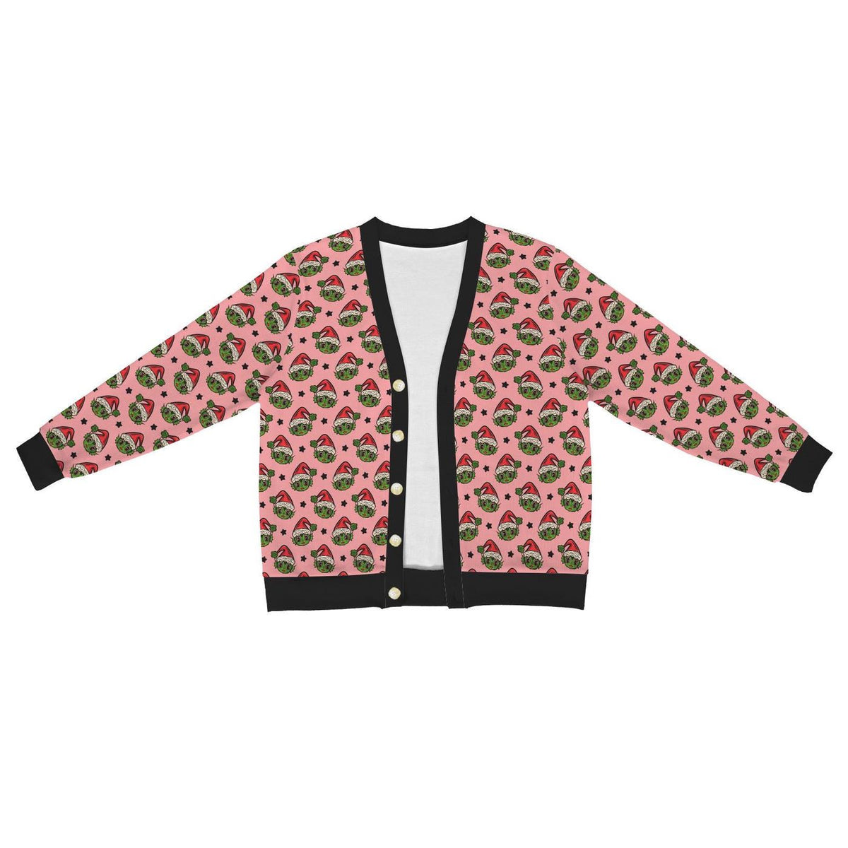 Creepy Pink Santa Cardigan Spooky Monster Ugly Sweater Hallowmas Clothing