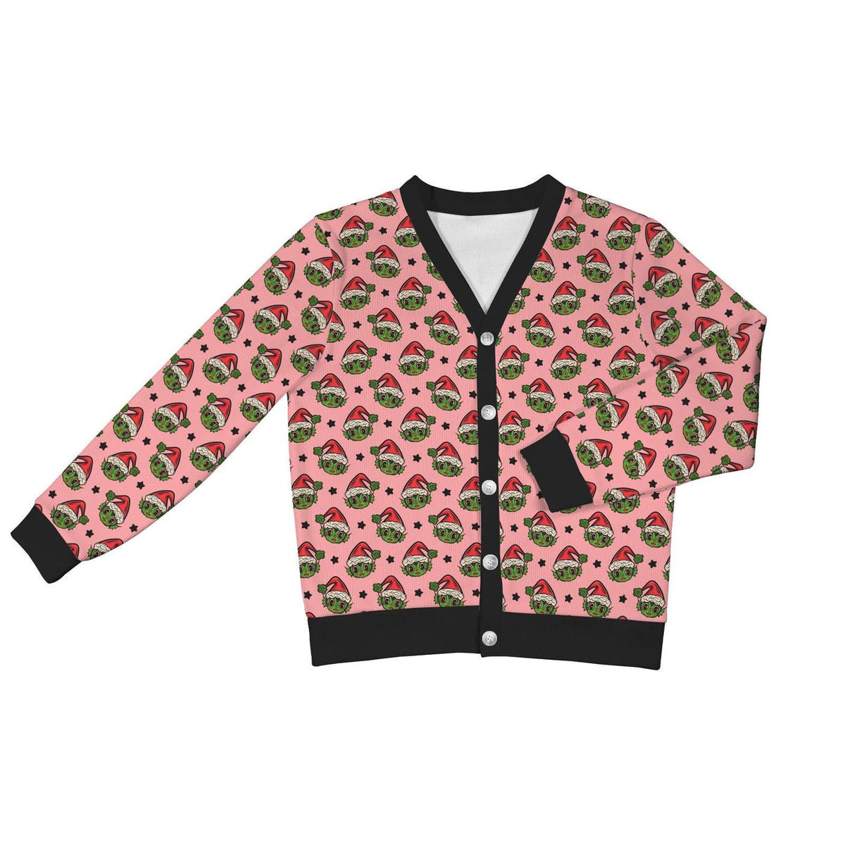 Creepy Pink Santa Cardigan Spooky Monster Ugly Sweater Hallowmas Clothing