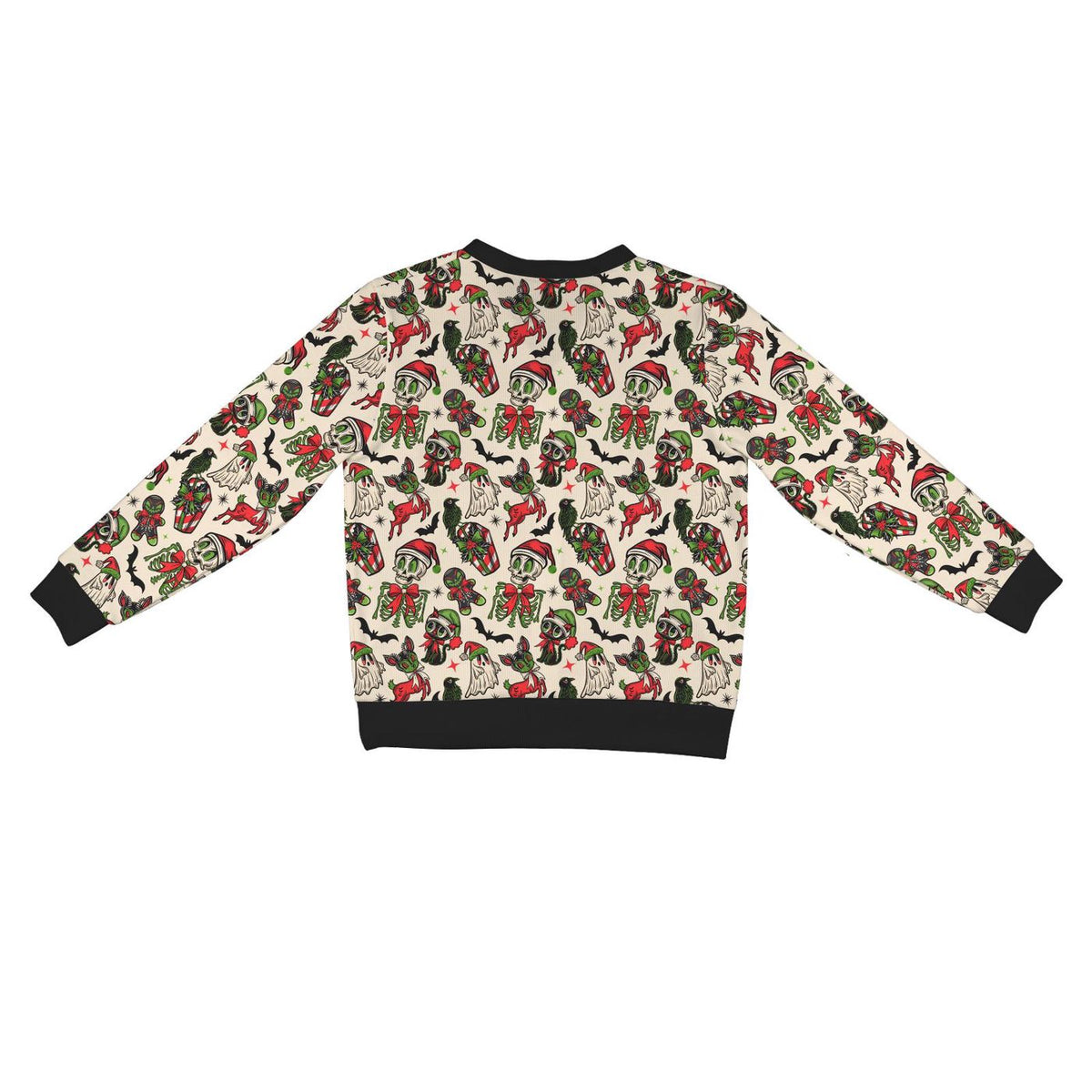 Creepy Xmas Bat Santa Skull Ghost Black Cat Cardigan Spooky Ugly Sweater Hallowmas Printed Sweater