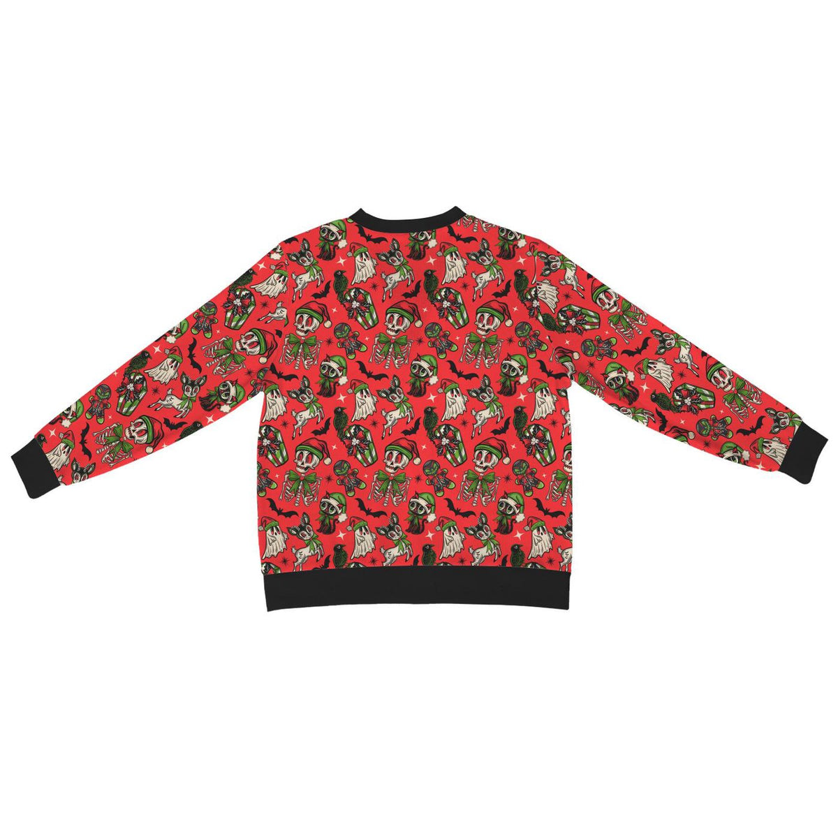 Creepy Xmas Bat Santa Skull Ghost Black Cat Cardigan Spooky Ugly Sweater for Hallowmas