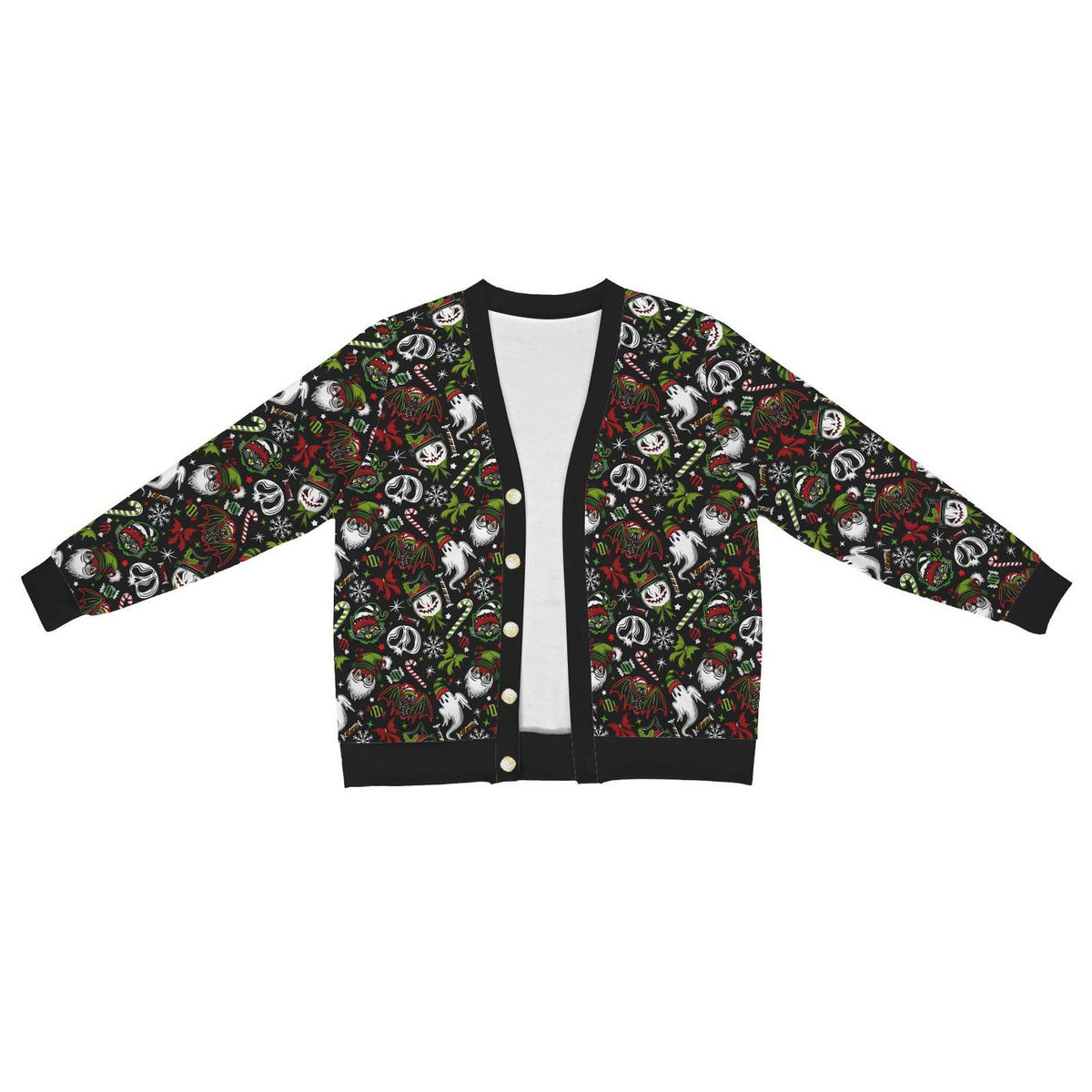Creepy Xmas Bat Santa Skull Ghost Snowman Cardigan Holiday Gift