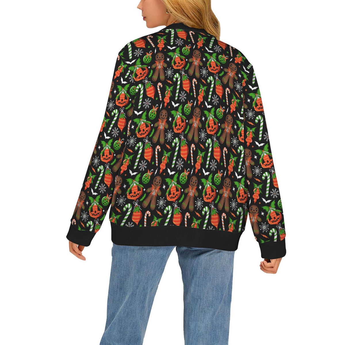 Creepy Xmas Gingerdead Men Candy Ornaments Cardigan