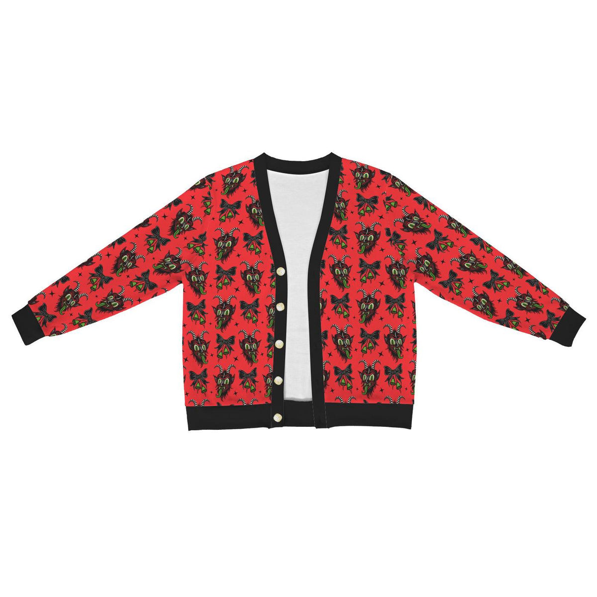 Creepy Krampus Cardigan Spooky Ugly Sweater Cryptmas Printed Sweater
