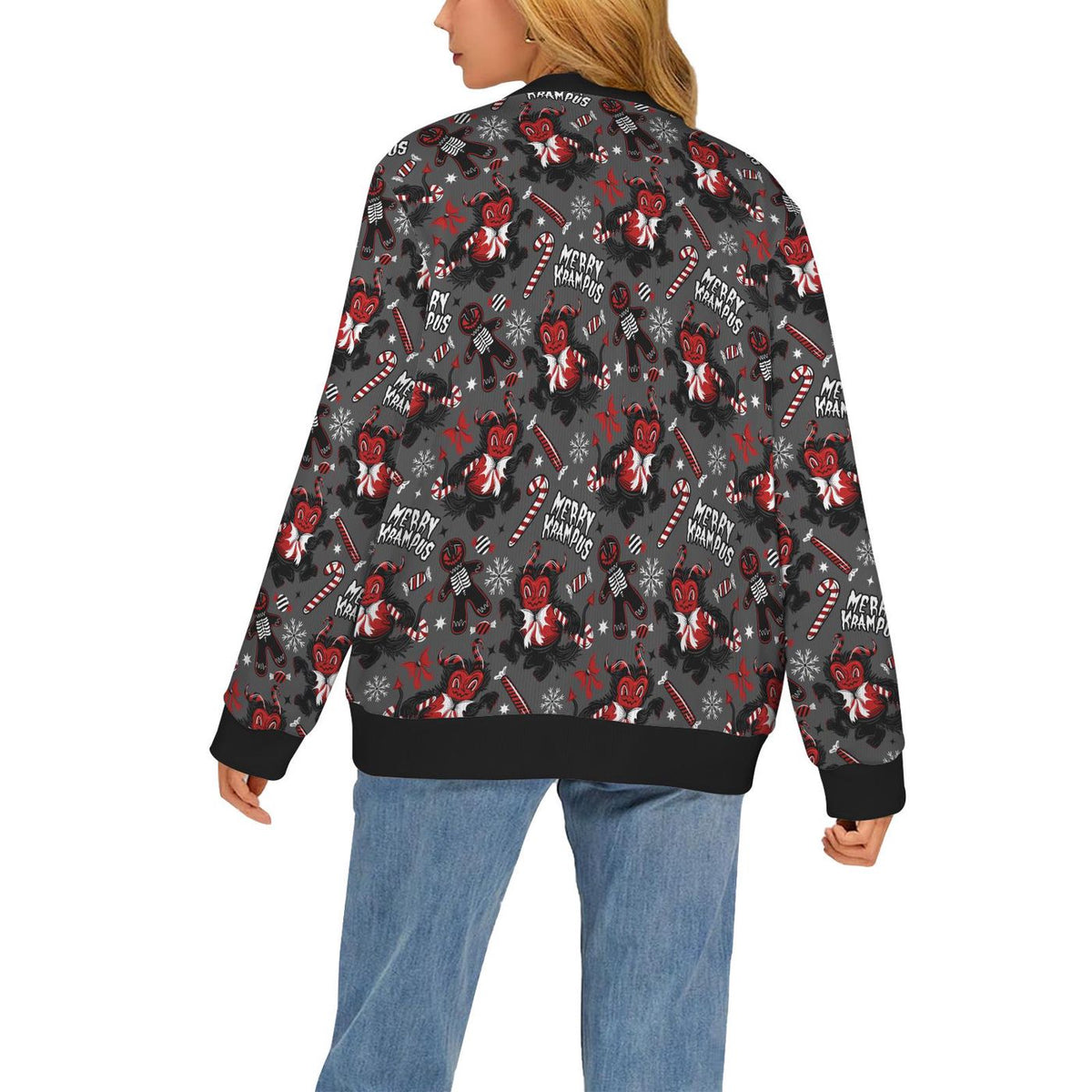 Creepy Krampusnacht Gingerdead Cardigan Spooky Ugly Sweater