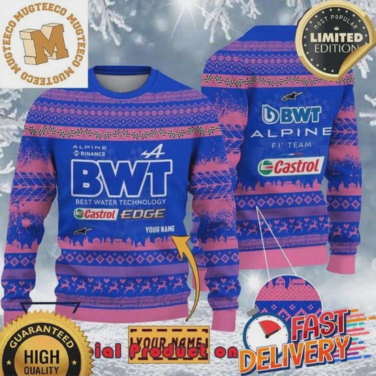 Custom Alpinee F1 Team Racing Ugly Christmas Sweater Xmas Gifts