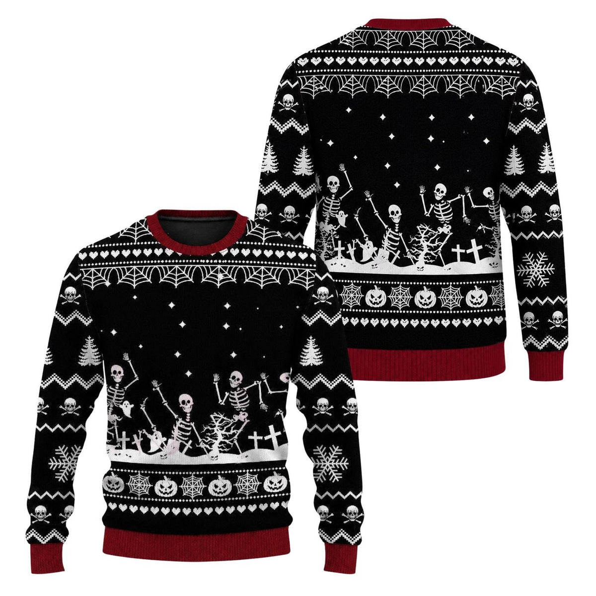 Dancing Skeleton Christmas Sweater Gothic Halloween Ugly Xmas Jumper Spooky Gift