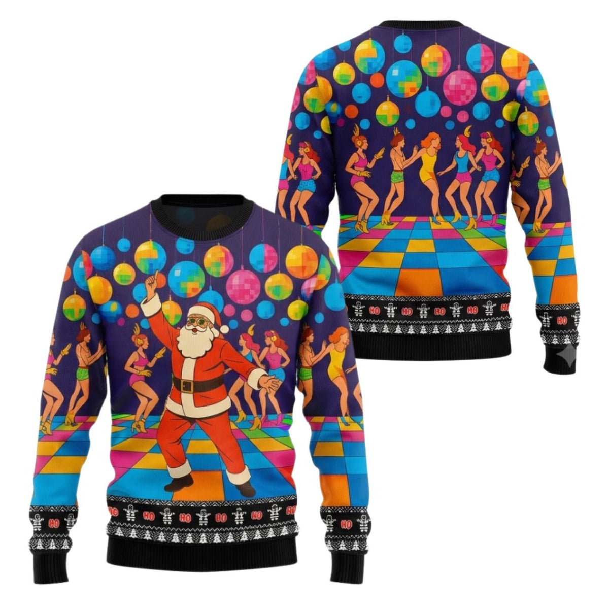 Disco Santa Christmas Sweatshirt Retro Dancing Santa Holiday Party