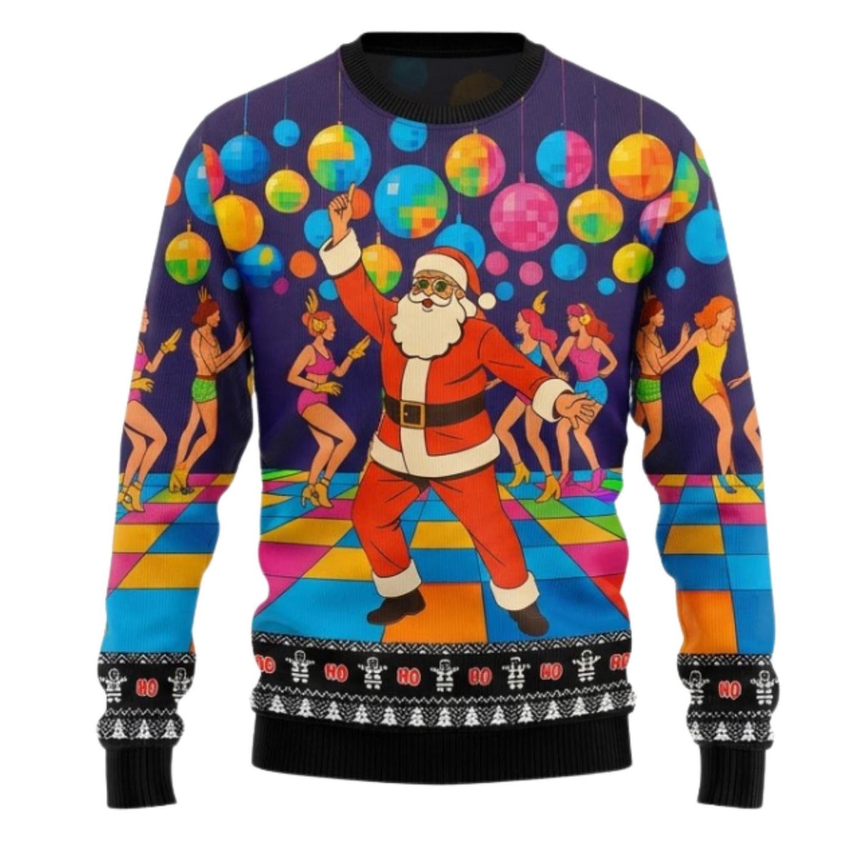 Disco Santa Christmas Sweatshirt Retro Dancing Santa Holiday Party