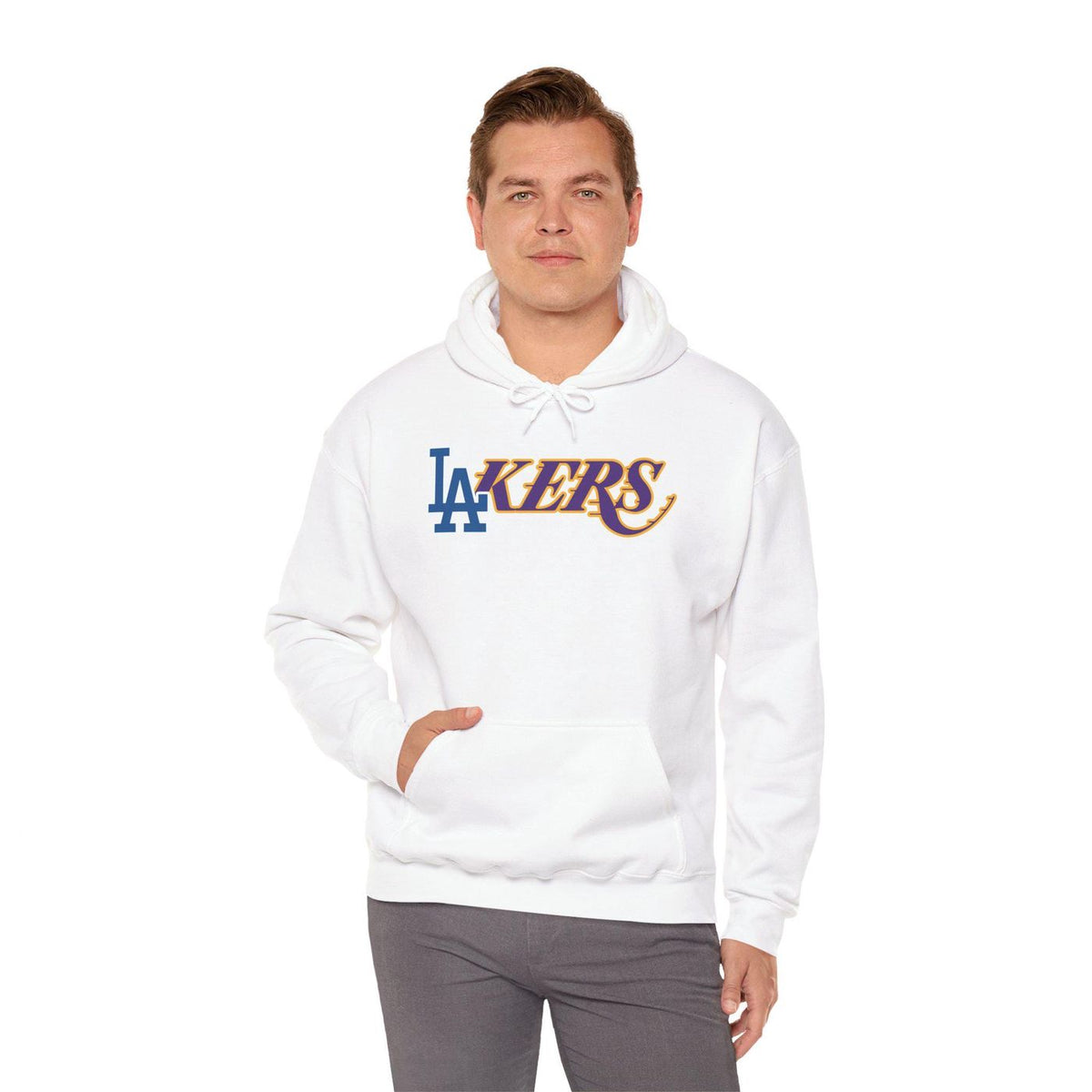 Dodgers Lakers Logo Hooded Sweatshirt LA Baseball Basketball Fan Gift