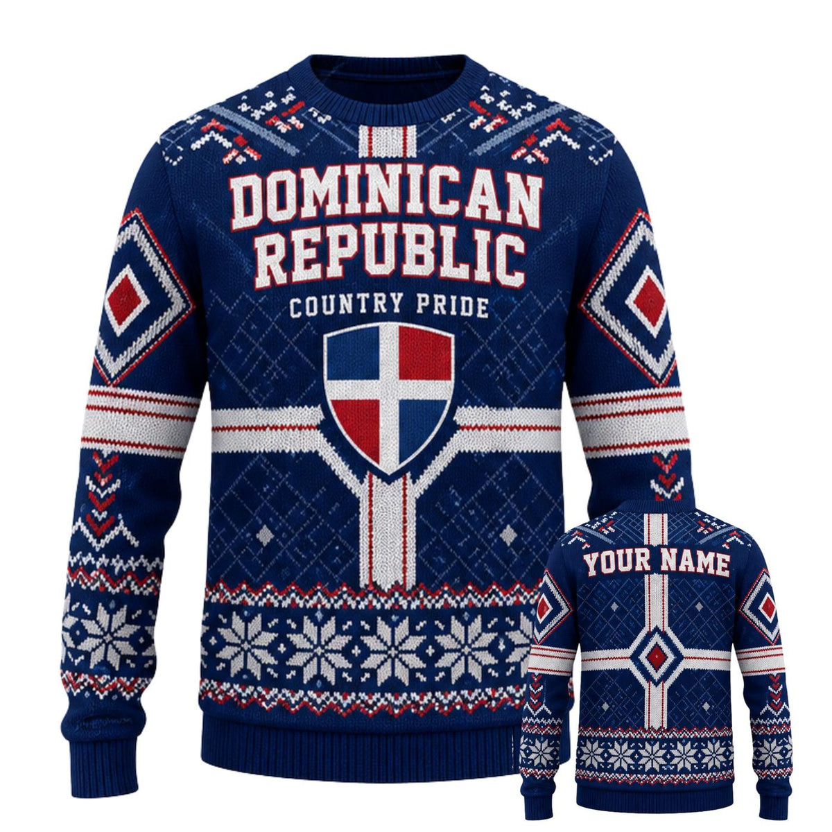 Dominican Republic Knitted Sweater Custom Name DR Country Pride Winter Knit