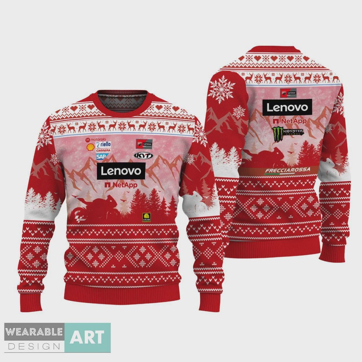 Ducati Lenovo1 Team Racing Moto Ugly Christmas Sweater