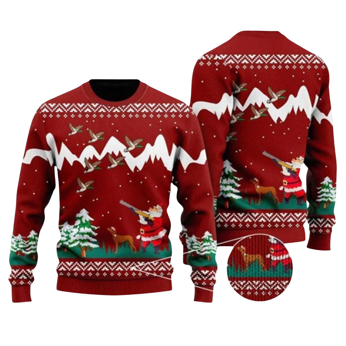Duck Hunting Christmas Sweater, Funny Santa Knit Pullover, Unisex Gift for Hunters