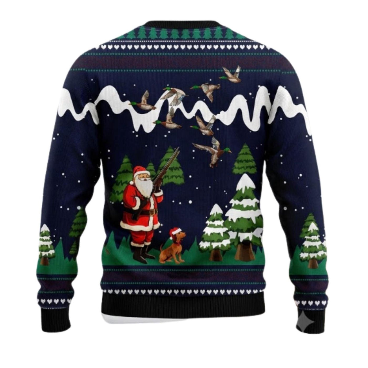 Duck Hunting Santa Ugly Christmas Sweater, Unisex Mallard Hunter Holiday Pullover