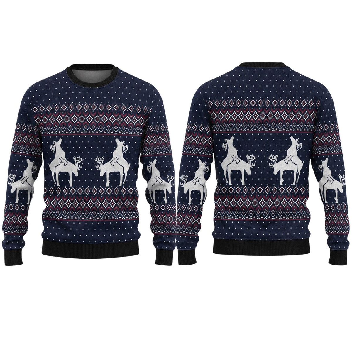 Equestrian Horse Ugly Christmas Sweater, Nordic Unisex Holiday Pullover Gift for Riders