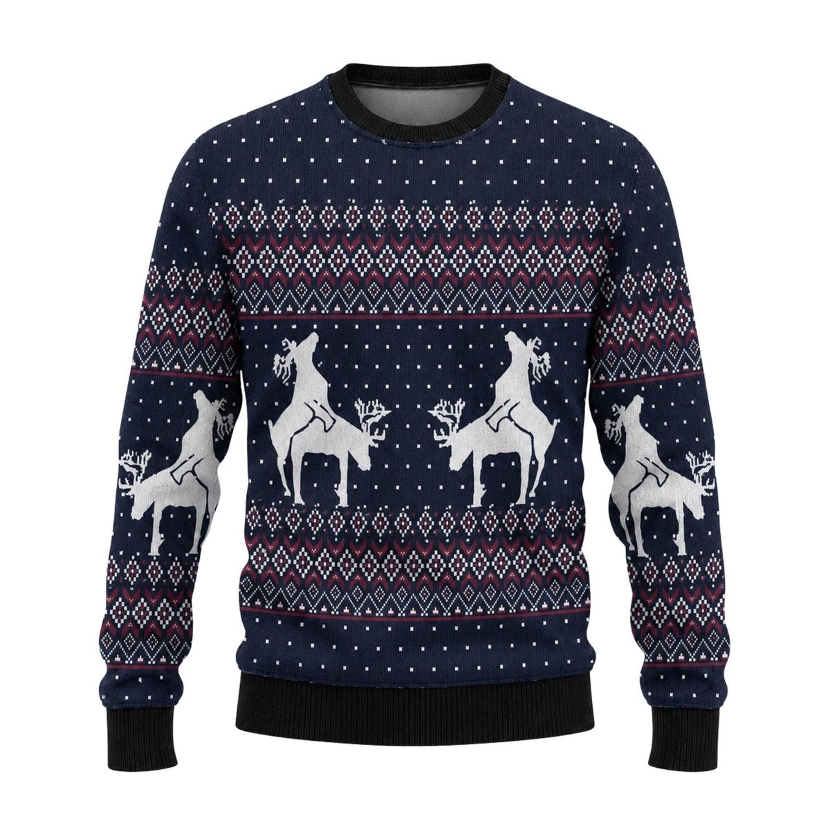Equestrian Horse Ugly Christmas Sweater, Nordic Unisex Holiday Pullover Gift for Riders