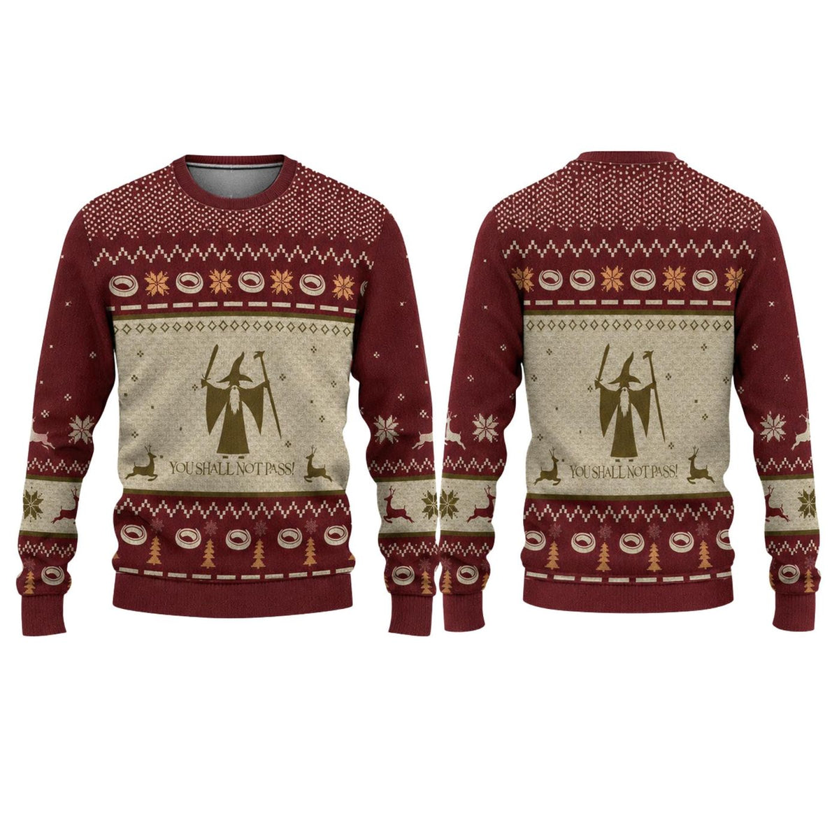 Fantasy Wizard Ugly Christmas Knitted Sweater, Unisex Holiday Party Pullover Gift