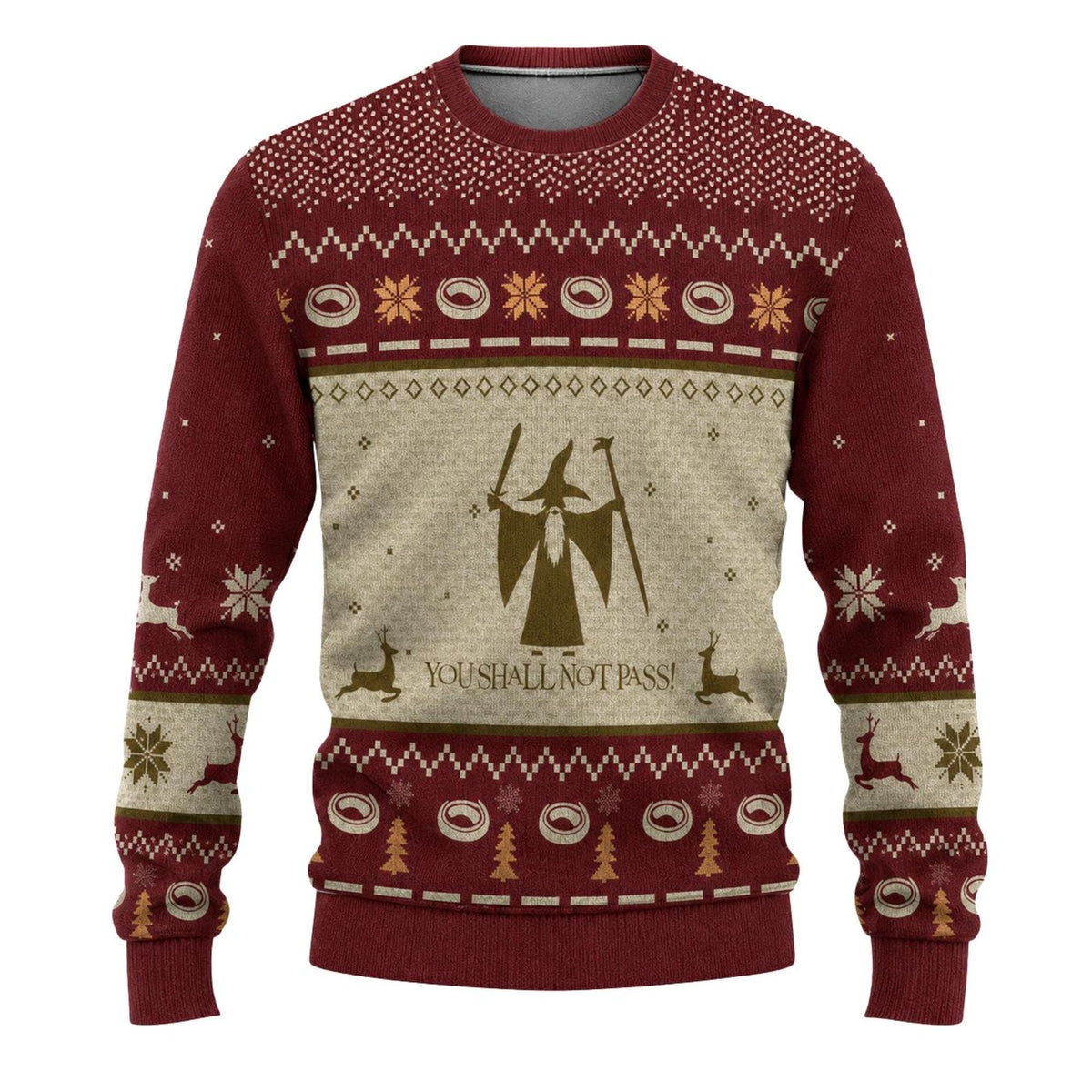 Fantasy Wizard Ugly Christmas Knitted Sweater, Unisex Holiday Party Pullover Gift